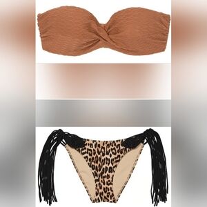 38DD/XL VS Swim Bandeau PushUp Bikini Top VS Archive Macrame Fringe Bikini Set